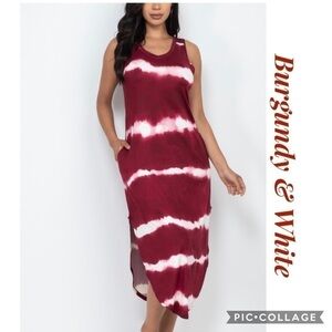 Cute T-Shirt Midi Burgundy n White Dress